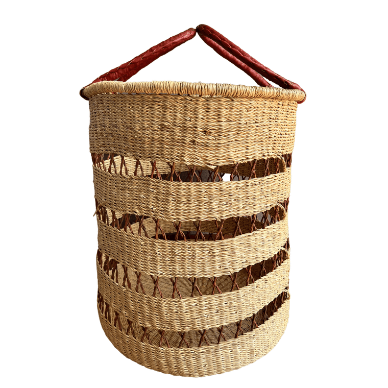 Laundry Basket - Natural with Ochre Net